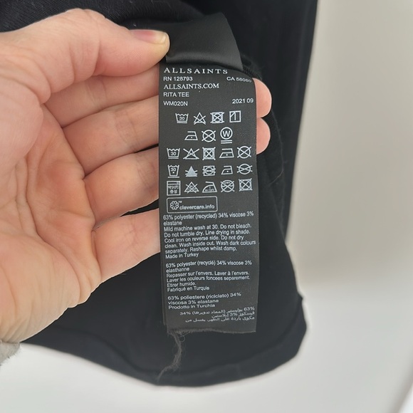 ALLSAINTS Rita Oversized Tee Black Boat Neck Long Sleeve Slouchy Relaxed Tshirt - Picture 10 of 15